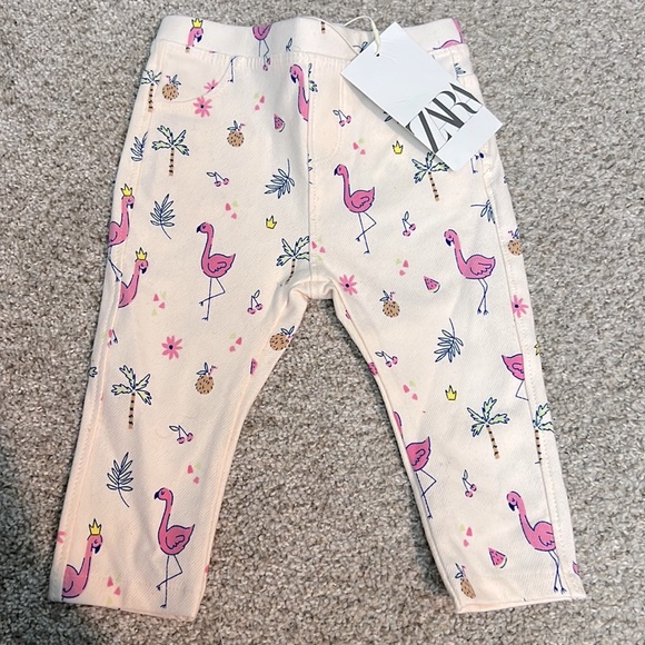 NWT Zara Jegging style Flamingo Pants 6-9m - Picture 1 of 3